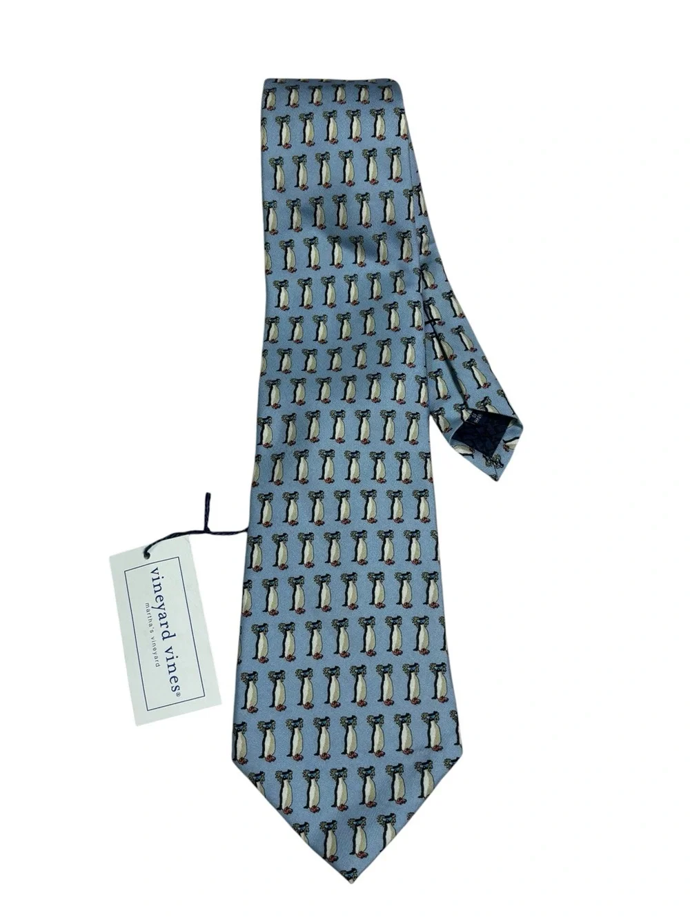 Vineyard Vines NWT Allianz Custom Silk Necktie Tie Blue Penguins